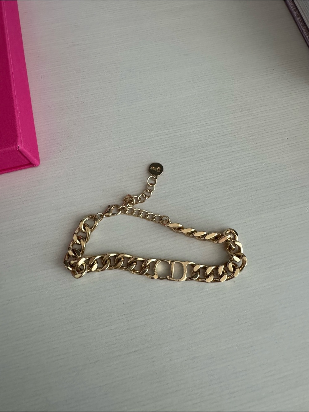 Gold Chain Link Bracelet with Signature Charm